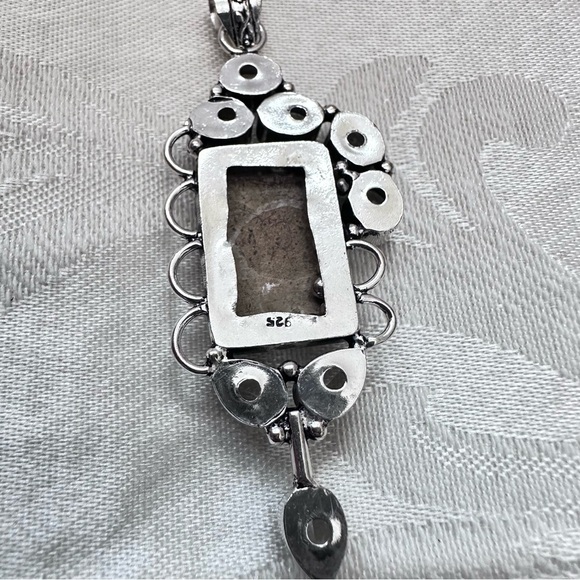 Gemstone Pendant Magnesite Bezel Set Glass Accent Multi Stone Silver Tone 0790 B - Picture 6 of 10